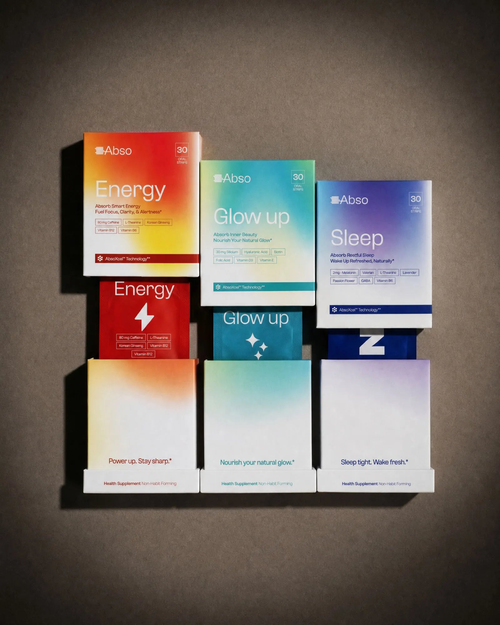 Abso range: Energy, Glow-Up and Sleep